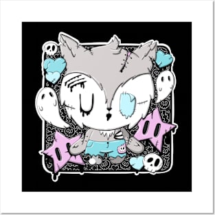 Cute werewolf zombie in kawaii style Posters and Art